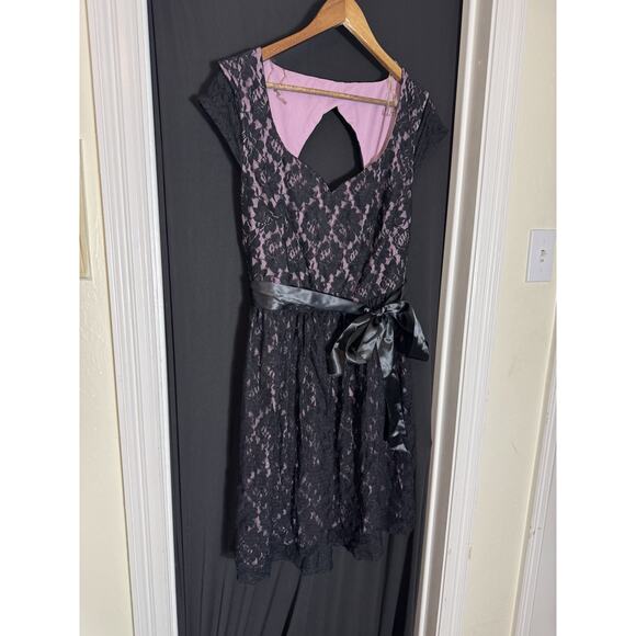 Trixxi Women's Dress Formal 14W Purple Black Lace Whimsigoth Fairy Grunge - Picture 2 of 11